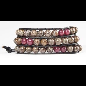 Jasper and Garnet Triple wrap bracelet